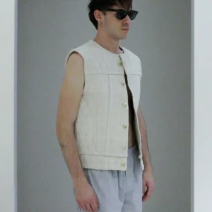 Hemp Canvas Vest <br>Matelassé pattern