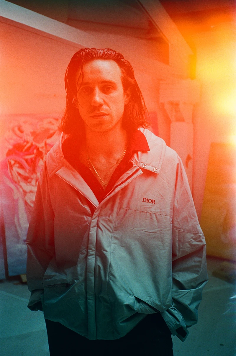 Alexander James wearing Dior jacket, vintage polo and pants. Photography Domino Leaha, styling Natalie Magnani