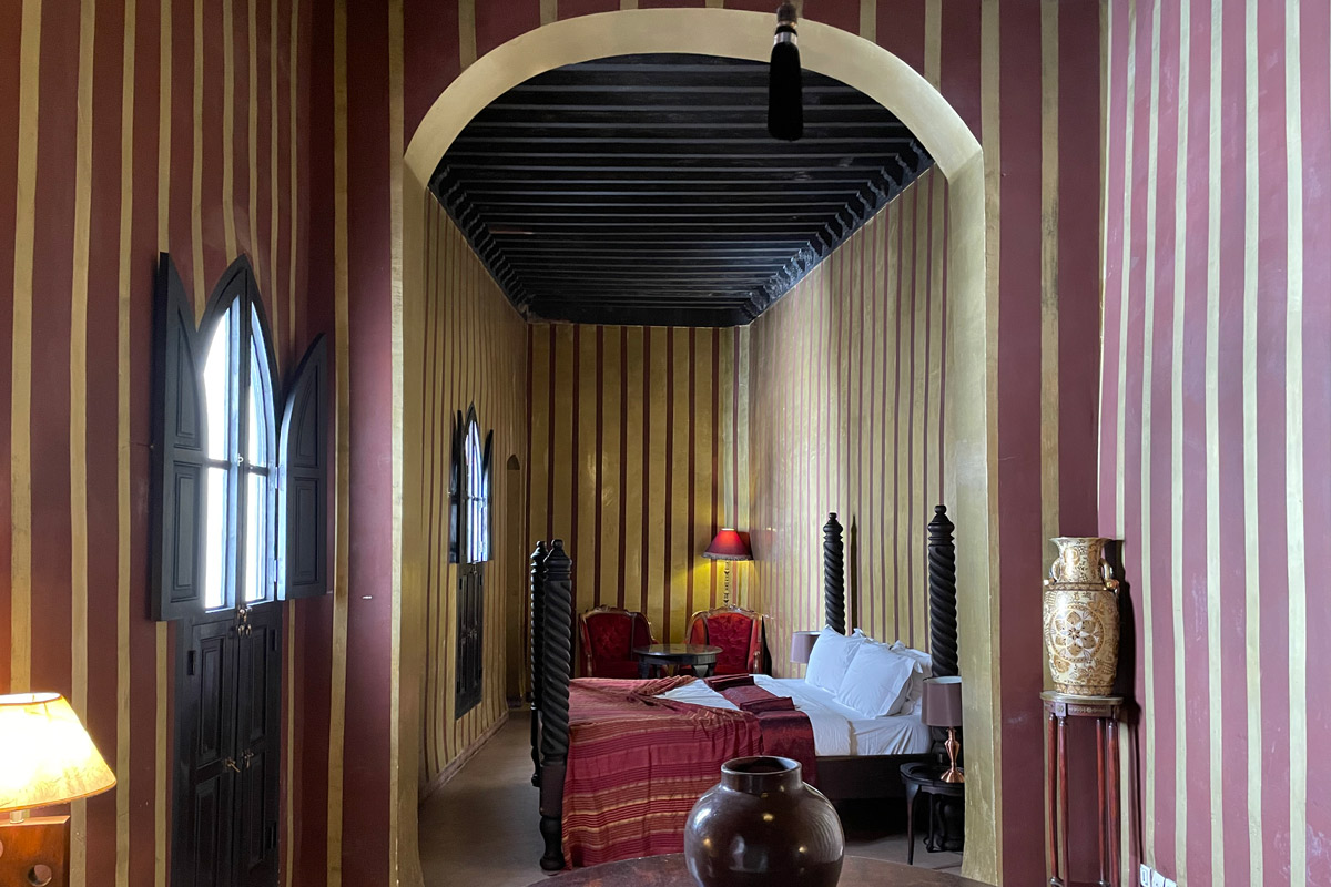 Bedroom perspective, the red suite at Dar Darma