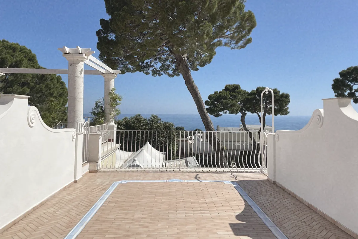 Capri, Quisisana - the room terrace and the pine tree