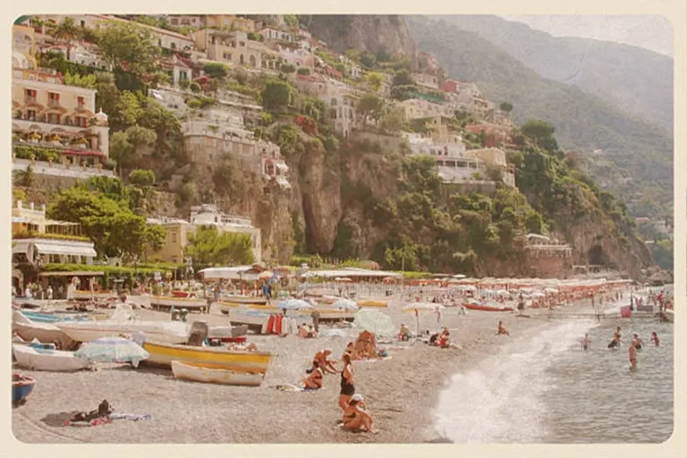 Cartolina vintage di una spiaggia italiana