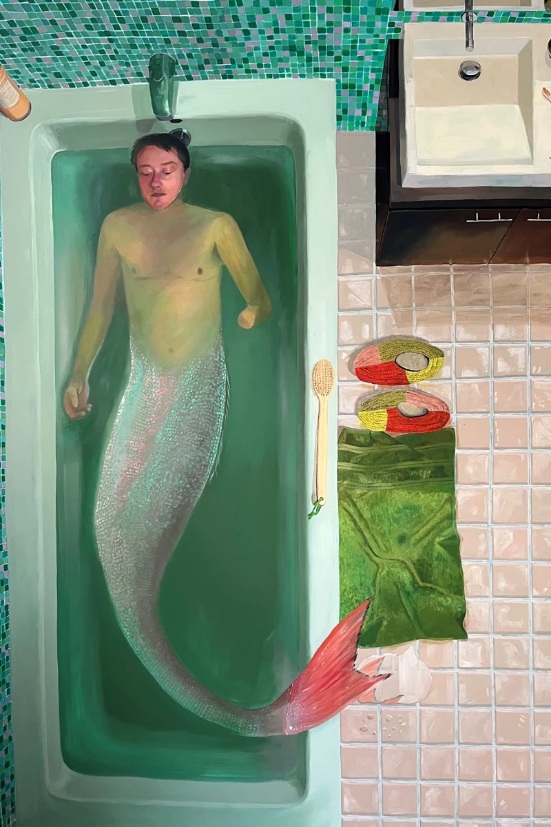 Death Is Like Taking Off a Tight Shoe, 2023. Oil on Canvas, 84 x 63 inches