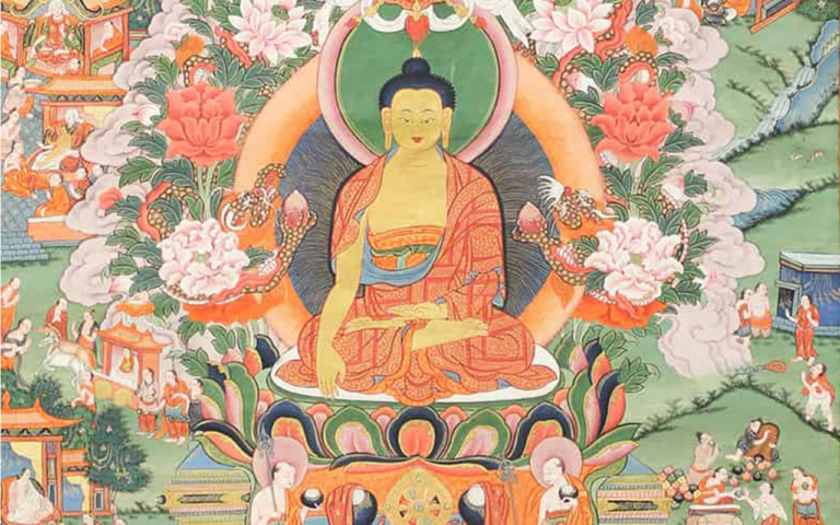 Dettaglio Thanka con Buddha