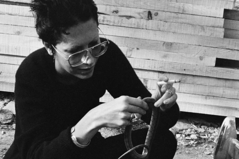 Elsa Peretti studying a snake. Costa Brava