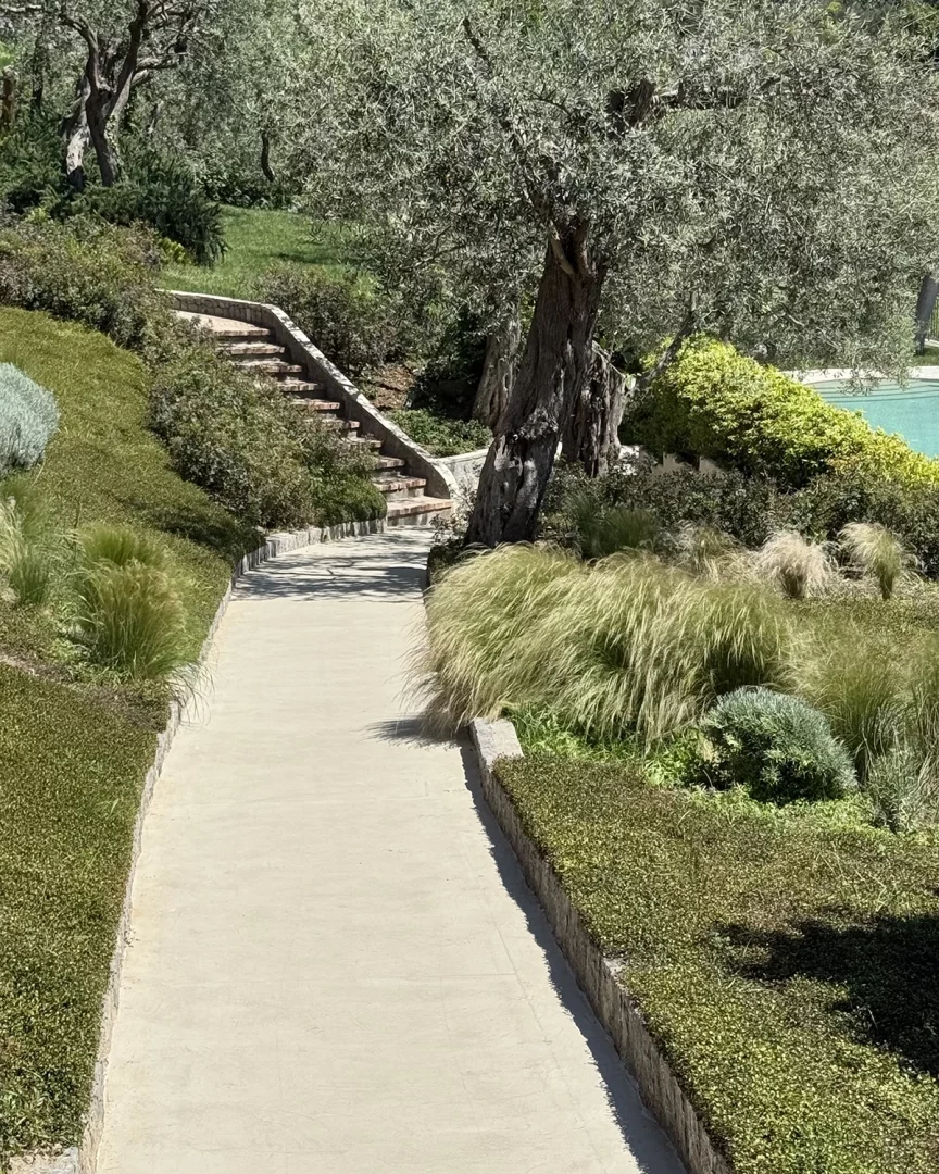 Furore Grand Hotel, stone pathway winding through olives and grasses