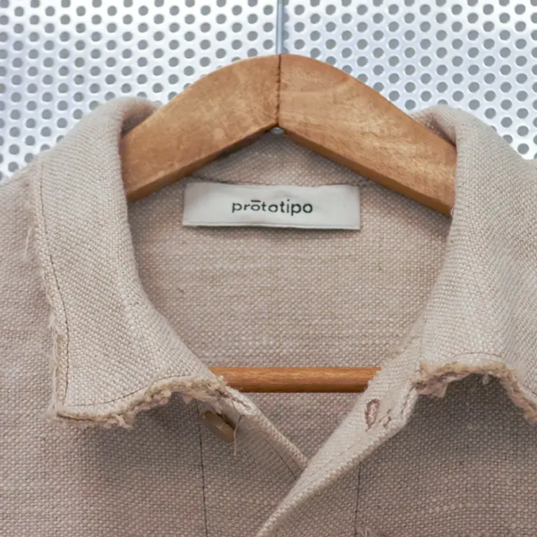 Hemp denim vest detail