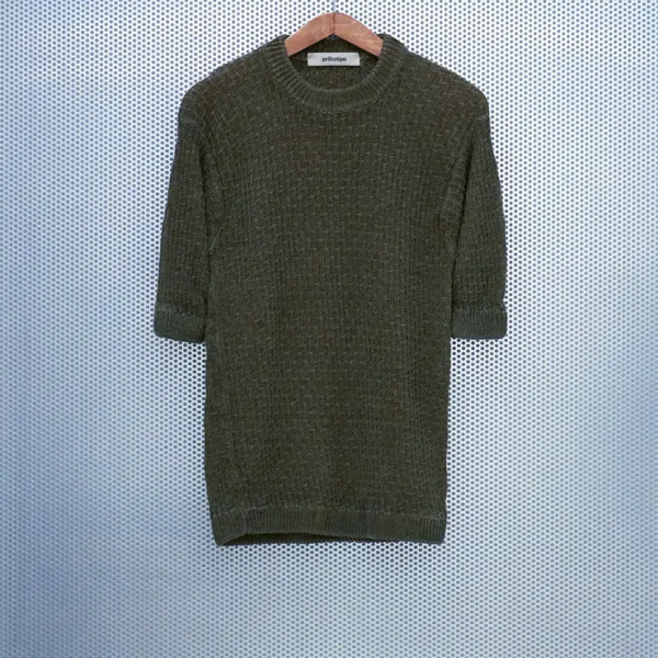 Hemp knitwear t-shirt <br>Garter stitch