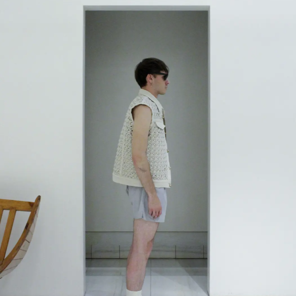 Lampoon Handwoven Hemp Vest with Canvas Details and Brass Buttons
