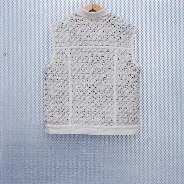 Handwoven Hemp Vest with Canvas Details and Brass Buttons