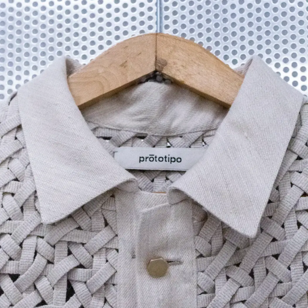 Detail Handwoven Hemp Vest with Canvas, Fabric Pattern