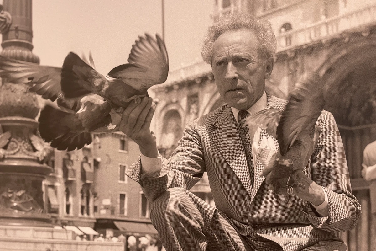 Jean Cocteau in St. Mark Square, Venice (1956)