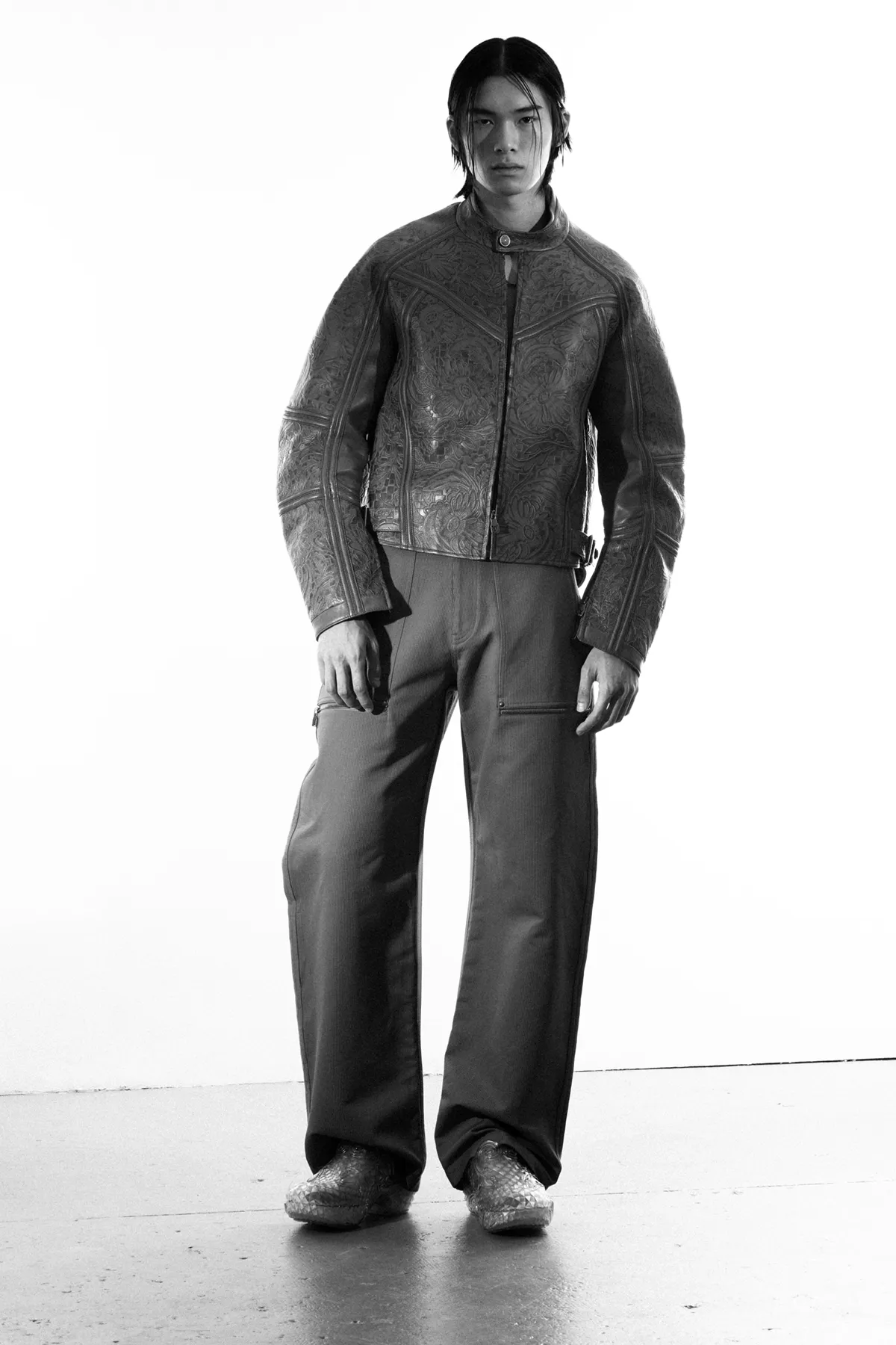 Leather jacket and pants Louis Vuitton, shoes Y_Project X Melissa