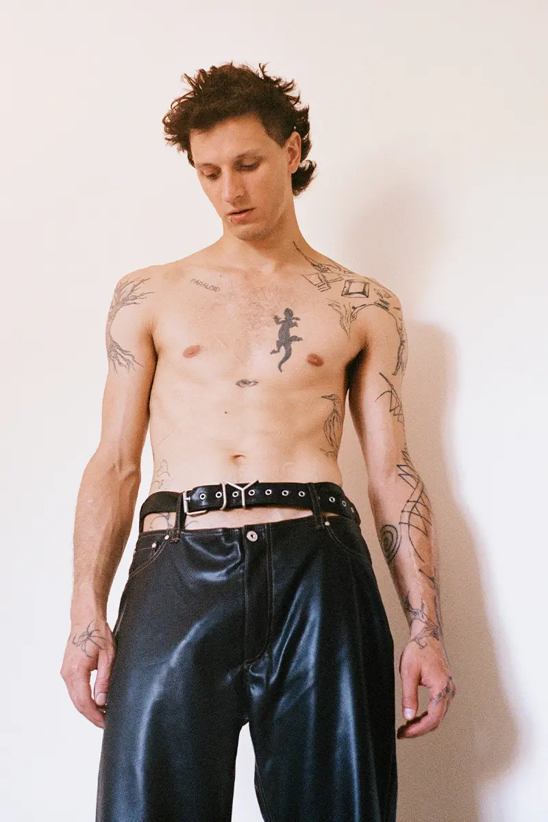 Luca wearing pants Y Project.Photography Gianmarco Onofri, styling Christian Stemmler
