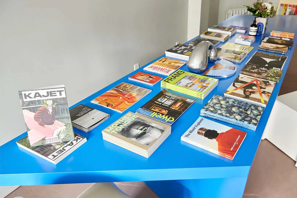 Magazines selections on the table of Issues Shop Toronto