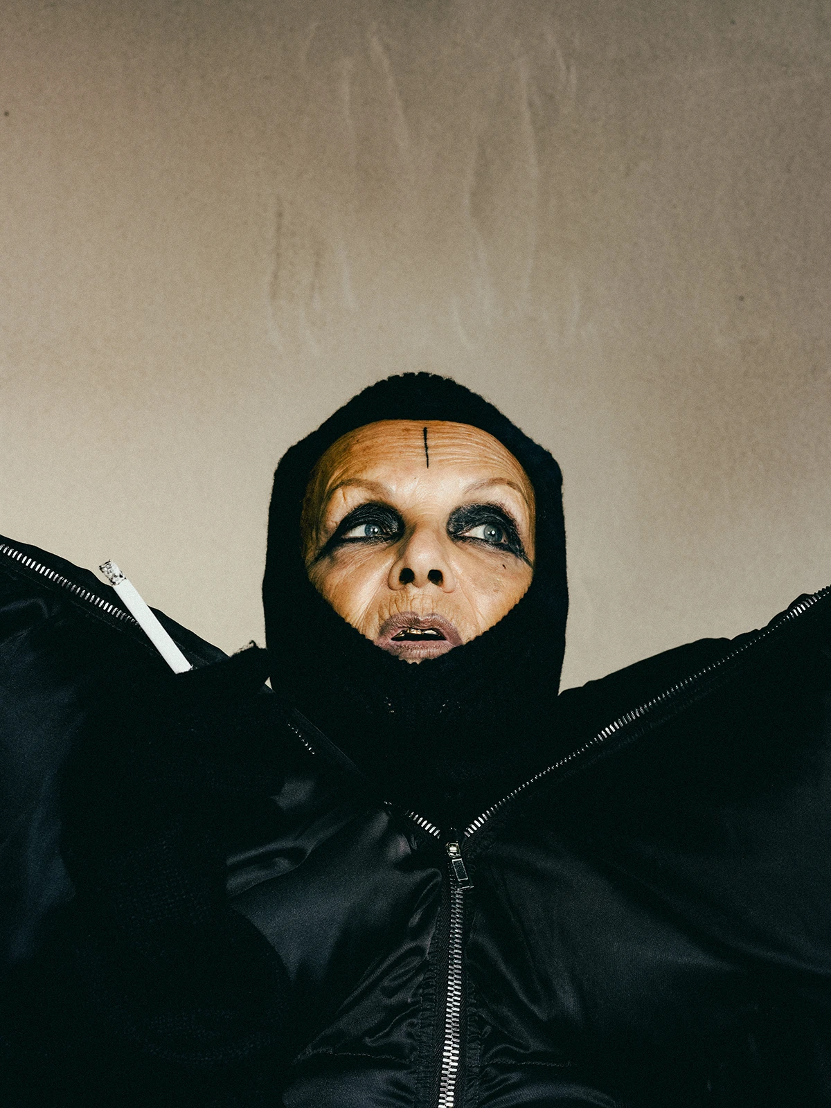 Michèle Lamy shoot by Tarek Mawad, styling Calvin Nymon. Full look Rick Owens Fall 24