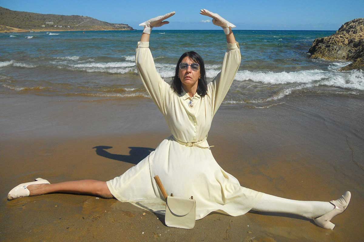 Olympically, Miss Beige on a beach