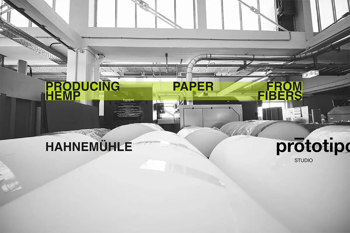 Producing paper from hemp fibers|||0_10 Hahnemühle Paper rolls|Lampoon. Producing paper from hemp fibers