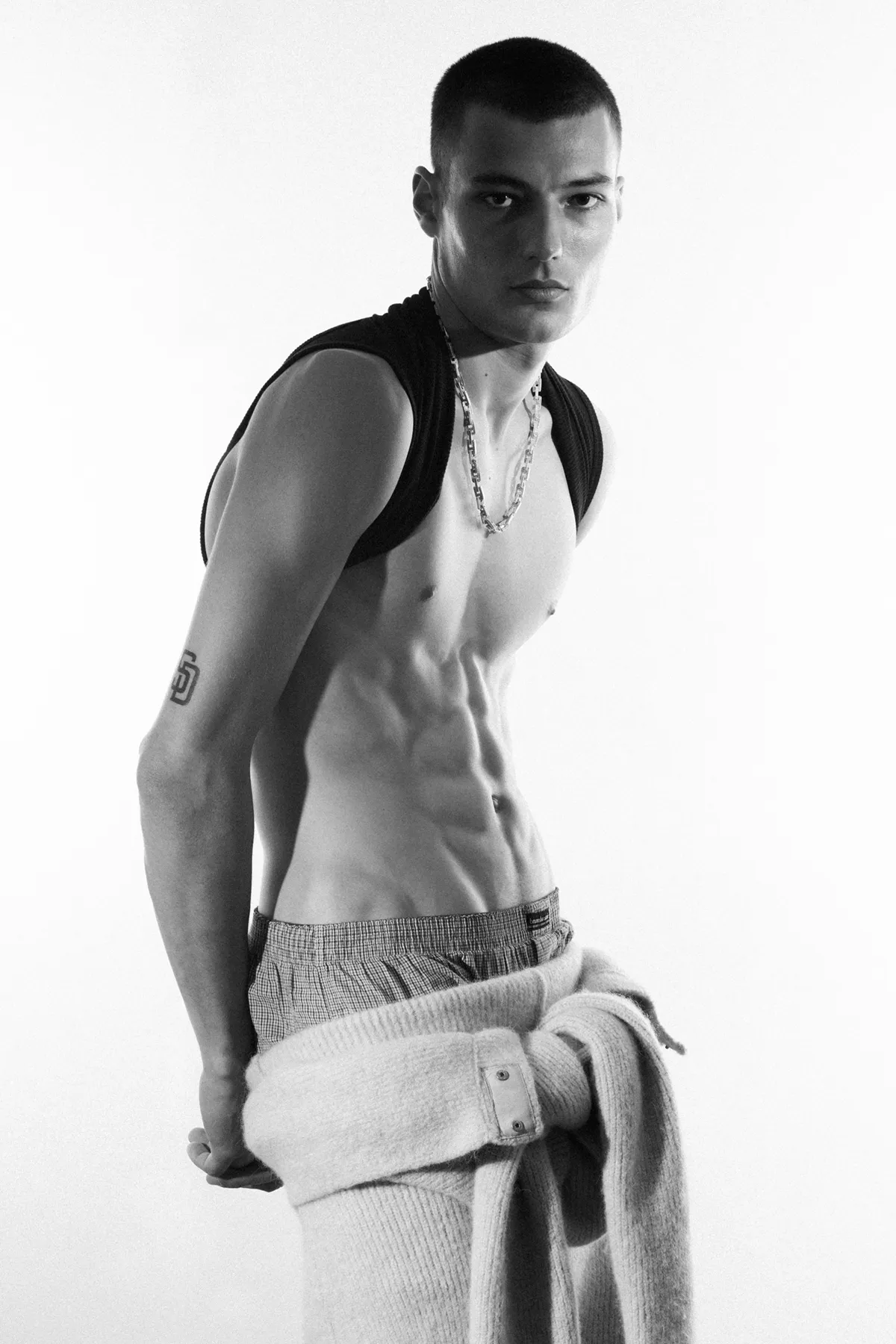 Tank top Celine Homme, pants Rick Owens, boxer talents own