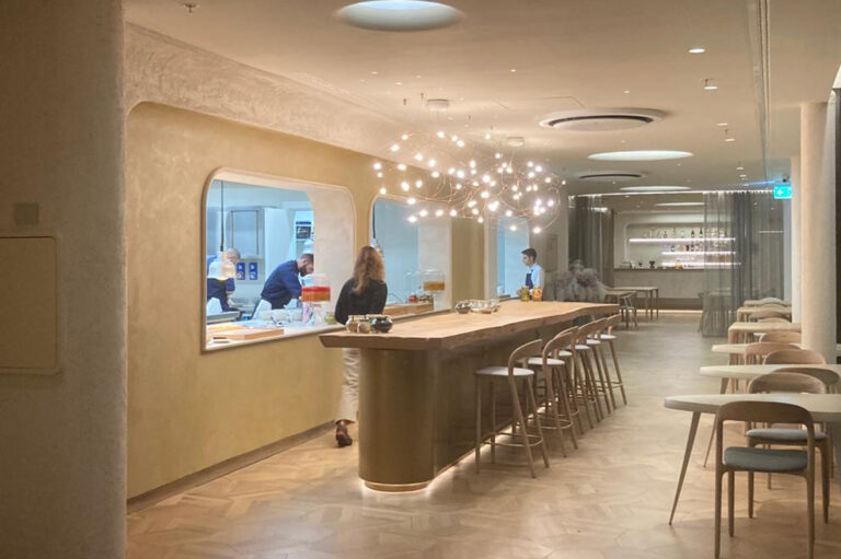 The interiors and kitchen at Horto