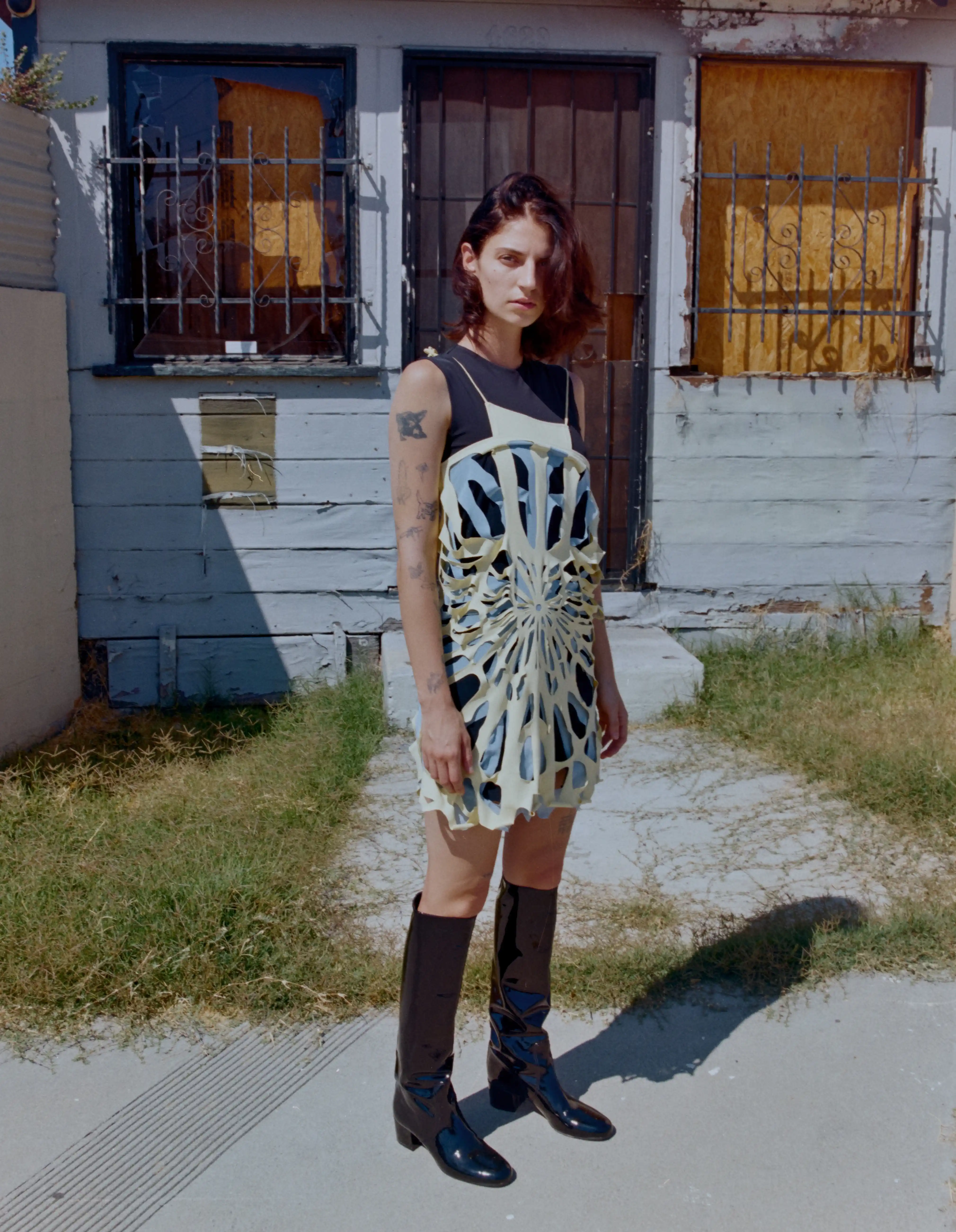 Top Entire Studios, dress Yuequi Qi, boots Celine. Photography Rupert Tapper, styling Gemma Ferri