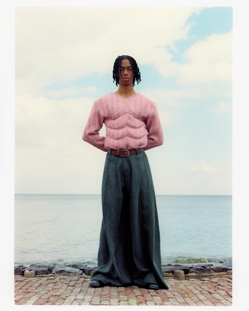 Top and trousers Frogee, belt Diesel, shoes Yentsé. Photography Jaap Strijker, styling Veronica Ruggeri