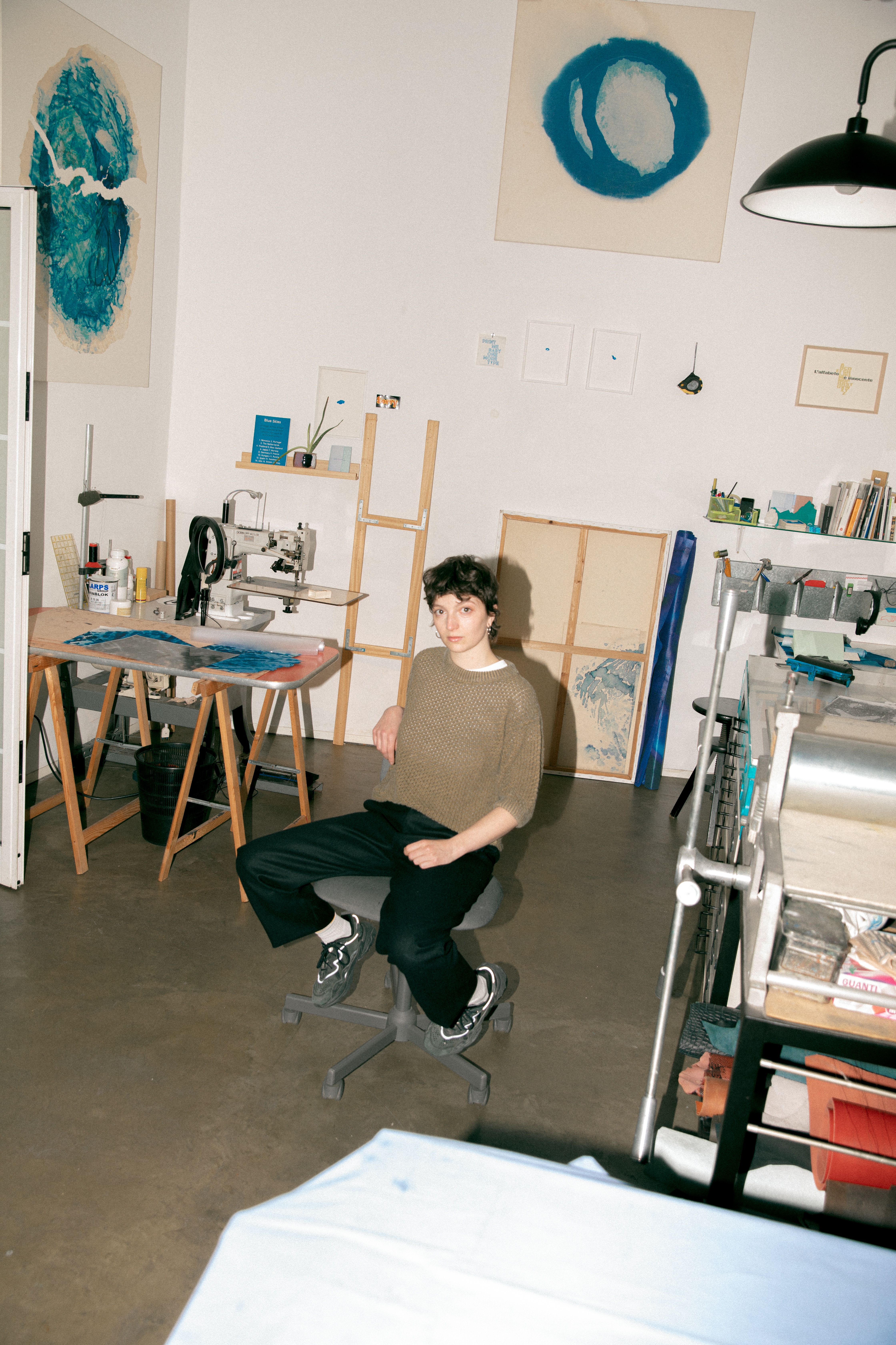 Lampoon, Virginia wearing sweater Prototipo Studio, pants Toteme archive, shoes talents own. Photography Clara Borrelli