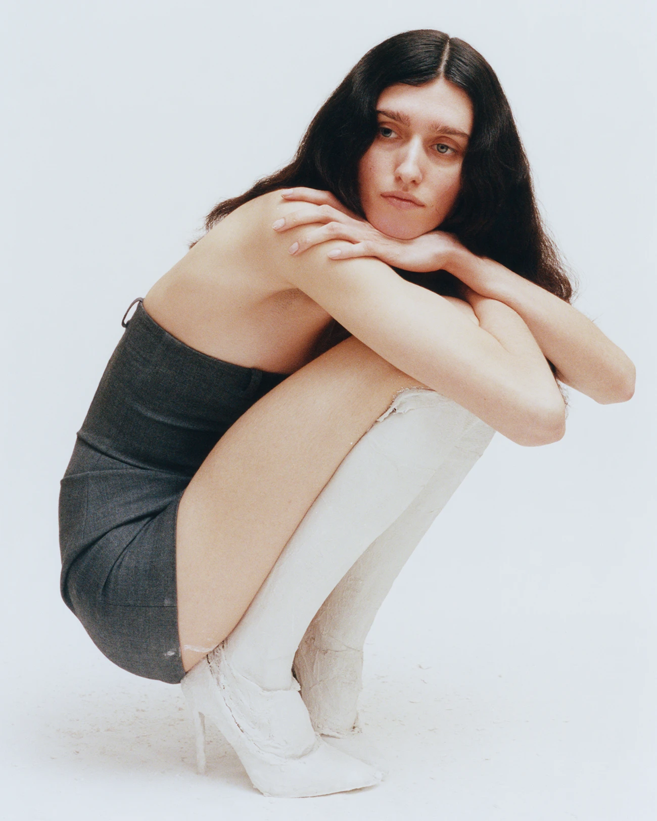 Dress Marine Serre, plastered shoes Lucille Durez. Photography Lauren Spitznagel, styling and art direction Lucille Durez