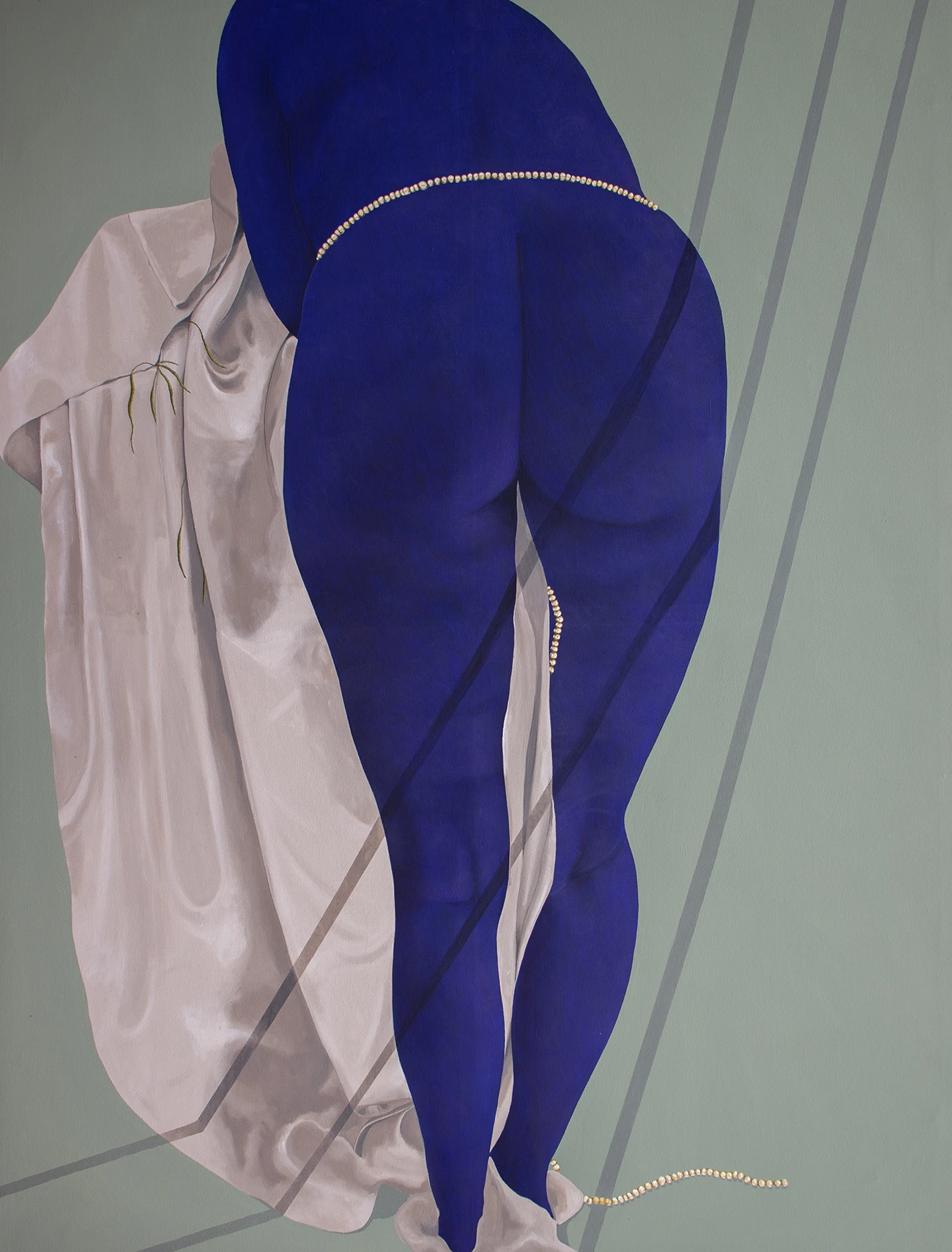 Stacey Gillian Abe Contour 1, 2023 Acrylic on canvas and hand embroidered details 200 x 150 cm