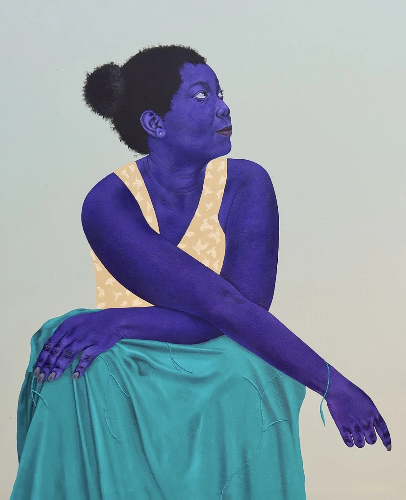 Stacey Gillian Abe I Thought Of You 2, 2023 Acrylic and hand embroidered details on canvas 124 x 96 cm