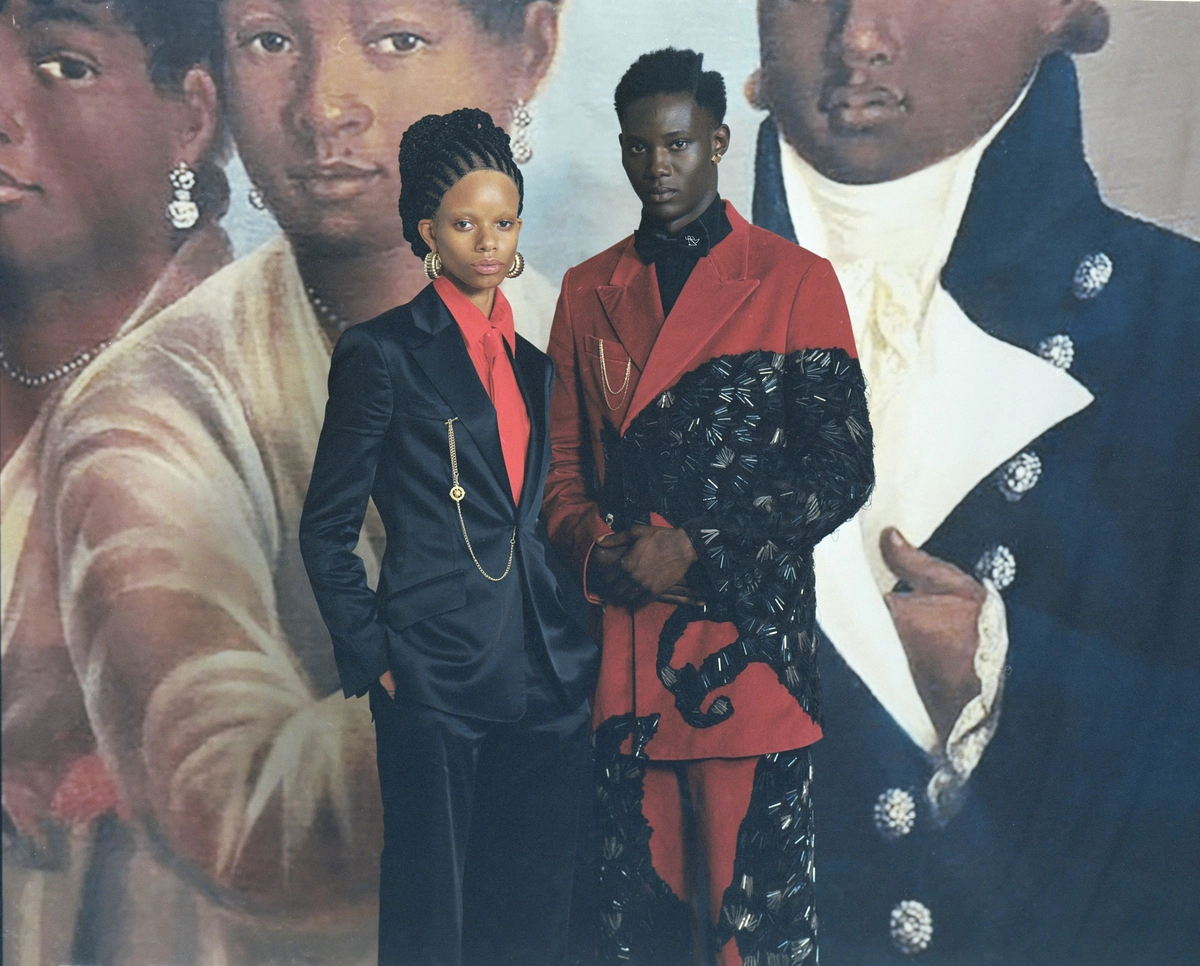 From left full look Paul Smith vintage, jewellery and pocket chain, suit Marni shirt Bruns Clifford Ph Kevin Felicianne