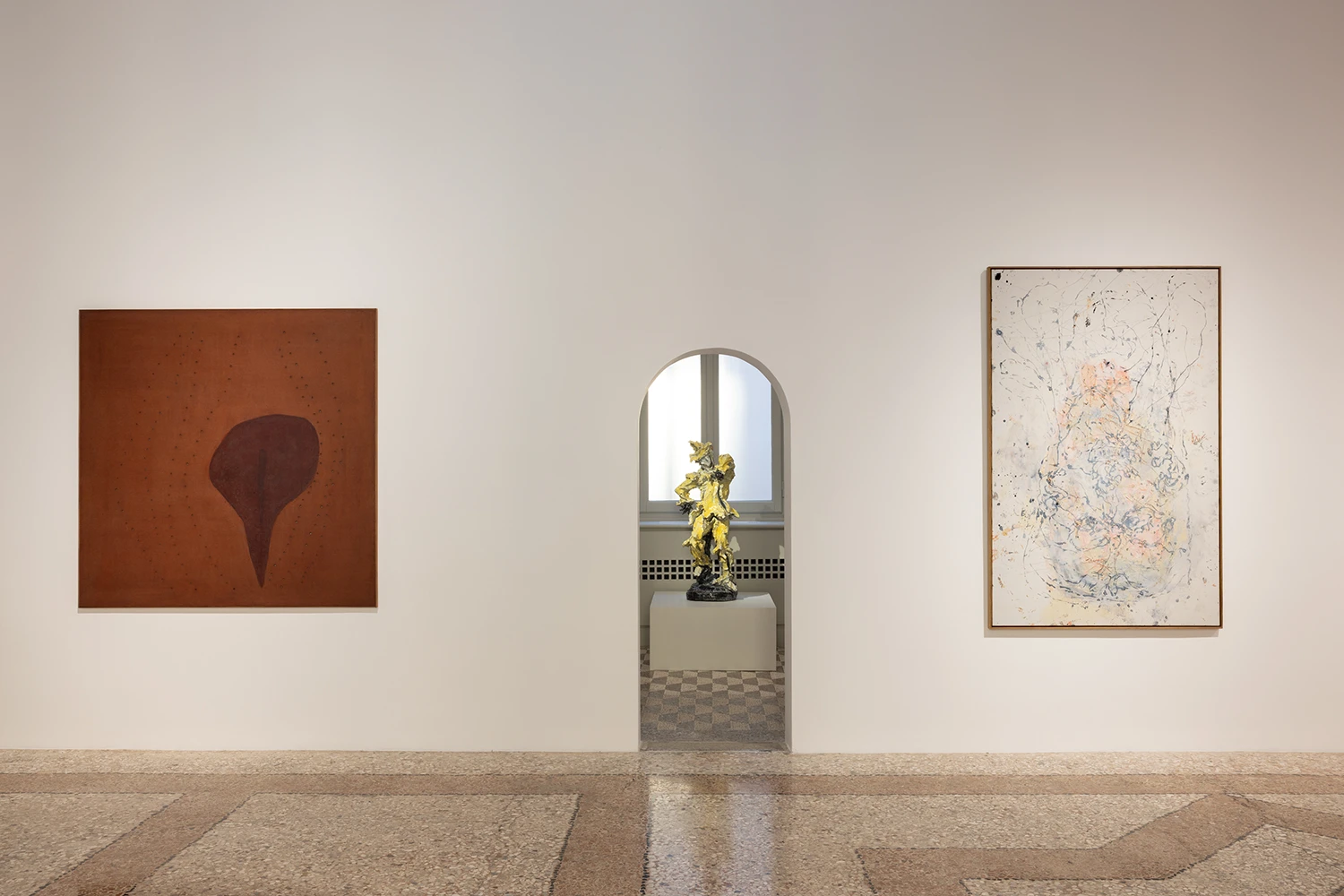 Georg Baselitz and Lucio Fontana, L'aurore viene, installation view at Thaddaeus Ropac Milan, September 2025. Photo: Roberto Marossi. Courtesy Thaddaeus Ropac gallery, London · Paris · Salzburg · Milan · Seoul.