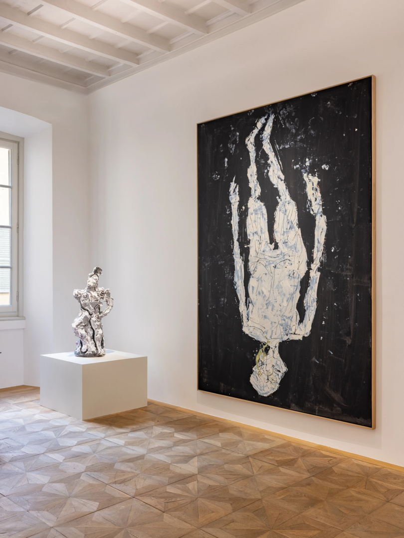 Georg Baselitz and Lucio Fontana, L'aurore viene, installation view at Thaddaeus Ropac Milan, September 2025. Photo: Roberto Marossi. Courtesy Thaddaeus Ropac gallery, London · Paris · Salzburg · Milan · Seoul.
