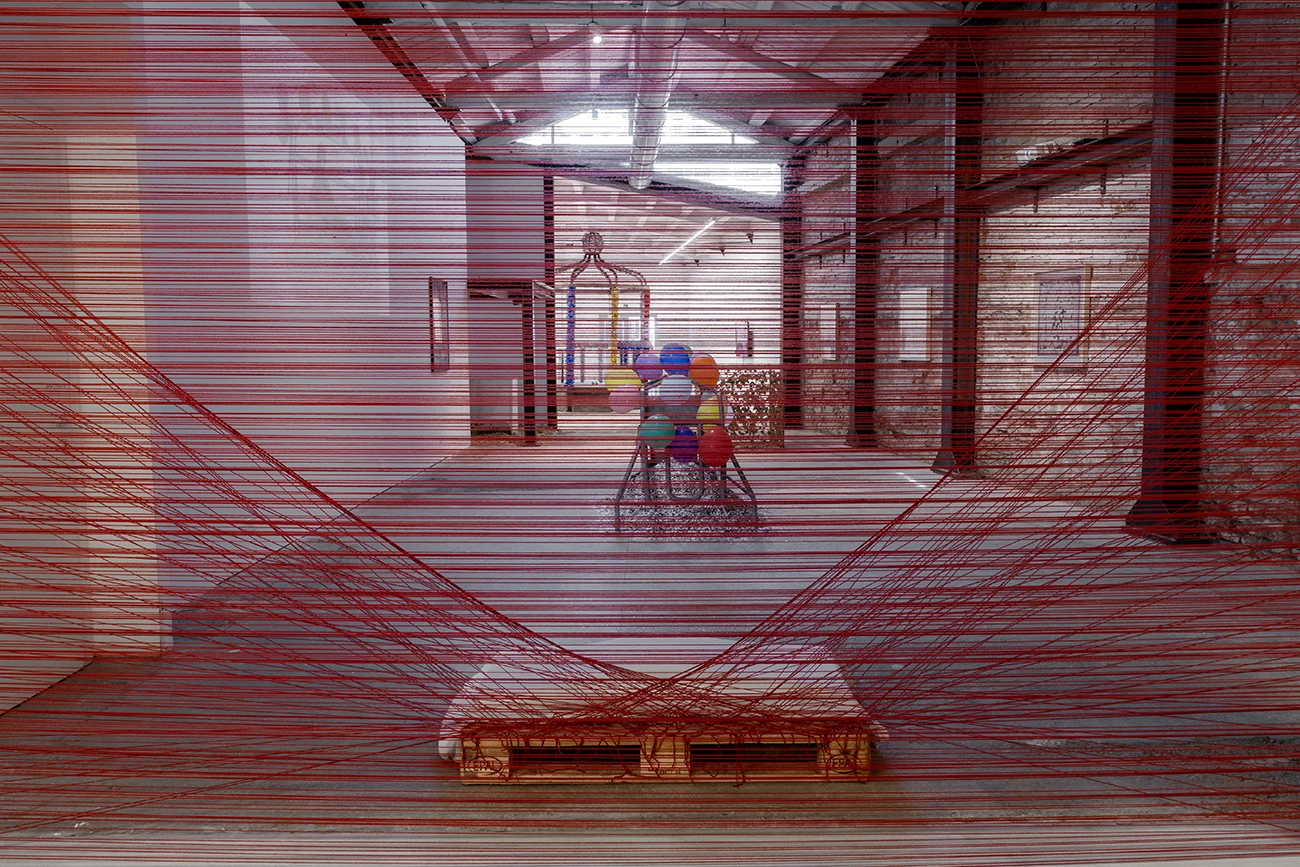 Romina De Novellis, ‘La Veglia’, 2011, Installation, Red yarn and wood, Size depending on location, Courtesy of Galleria Alberta Pane, Ph. Marta Mancuso