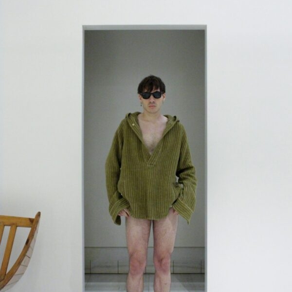 Male Model wears Hemp Hoodie in Corduroy