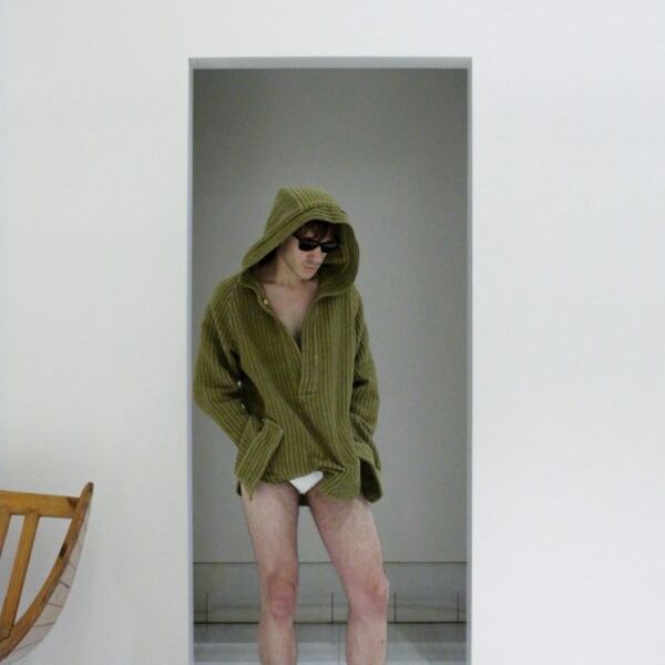 Male Model wears Hemp Hoodie in Corduroy