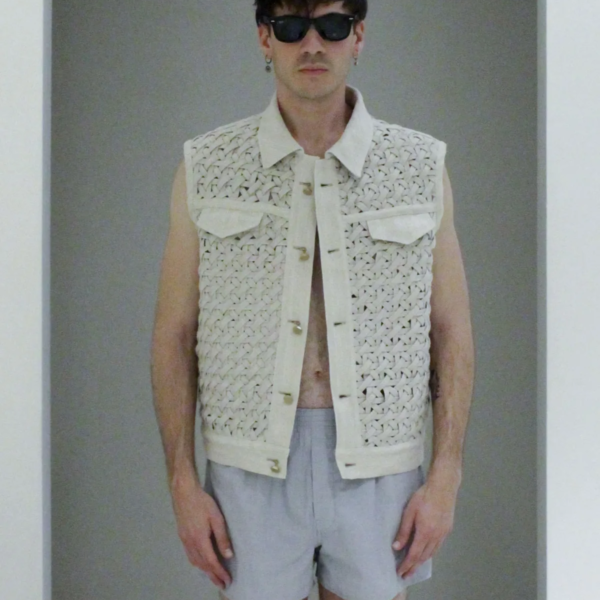 Lampoon Handwoven Hemp Vest with Canvas Details and Brass Buttons