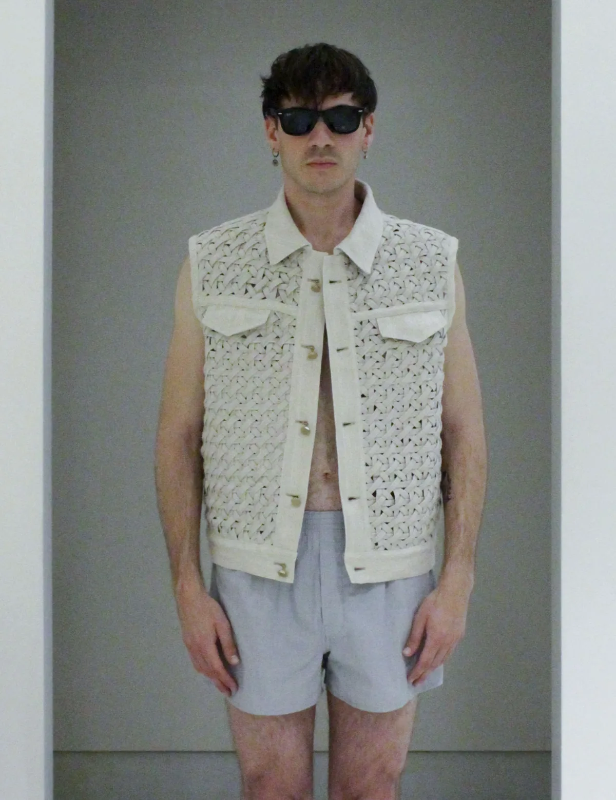 Lampoon Handwoven Hemp Vest with Canvas Details and Brass Buttons