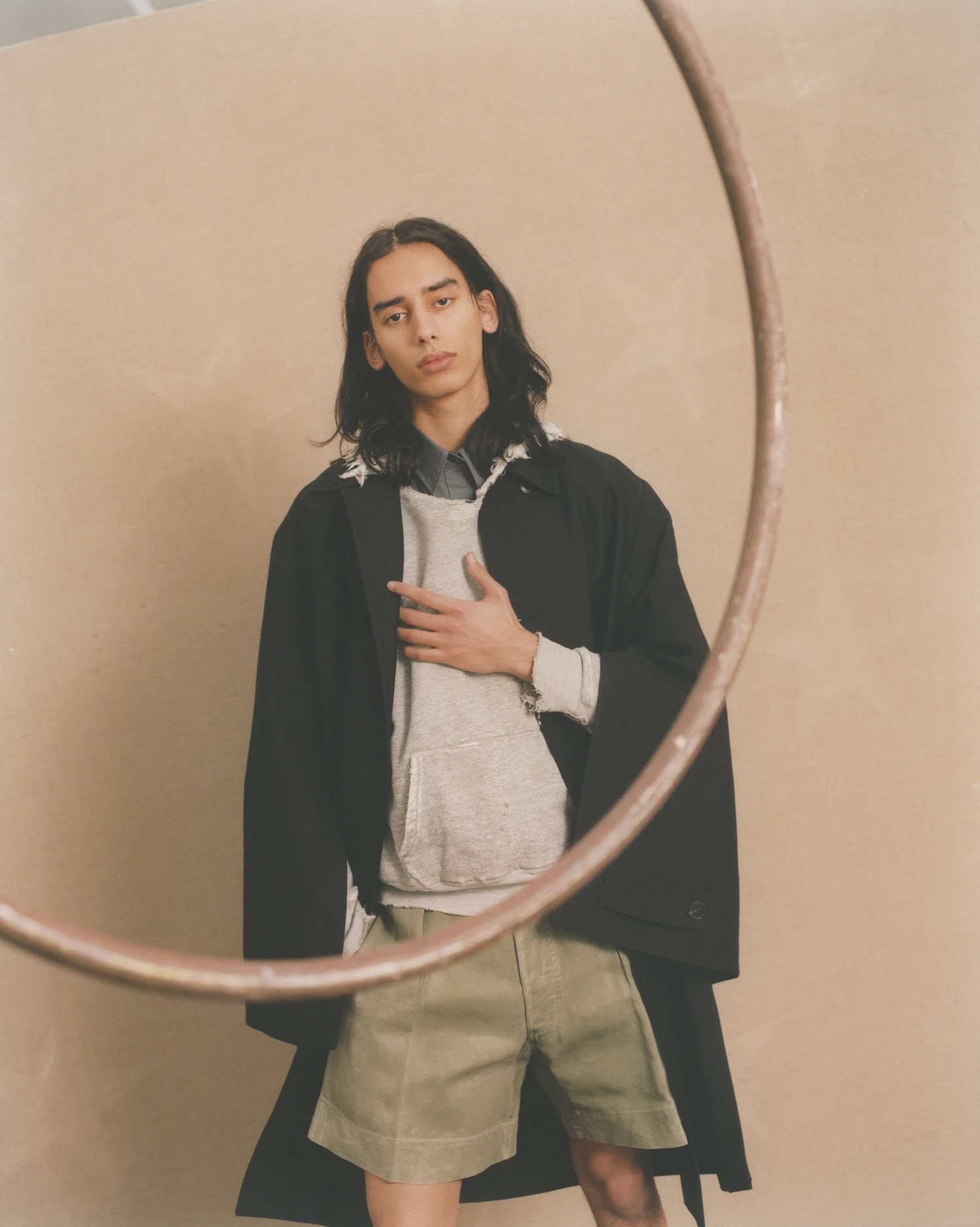 Coat Valentino, jumper Cassie Mercantile, shirt John Sullivan, vintage shorts @The Vintage Showroom Photography Jack Johnstone, styling Giulio Ventisei