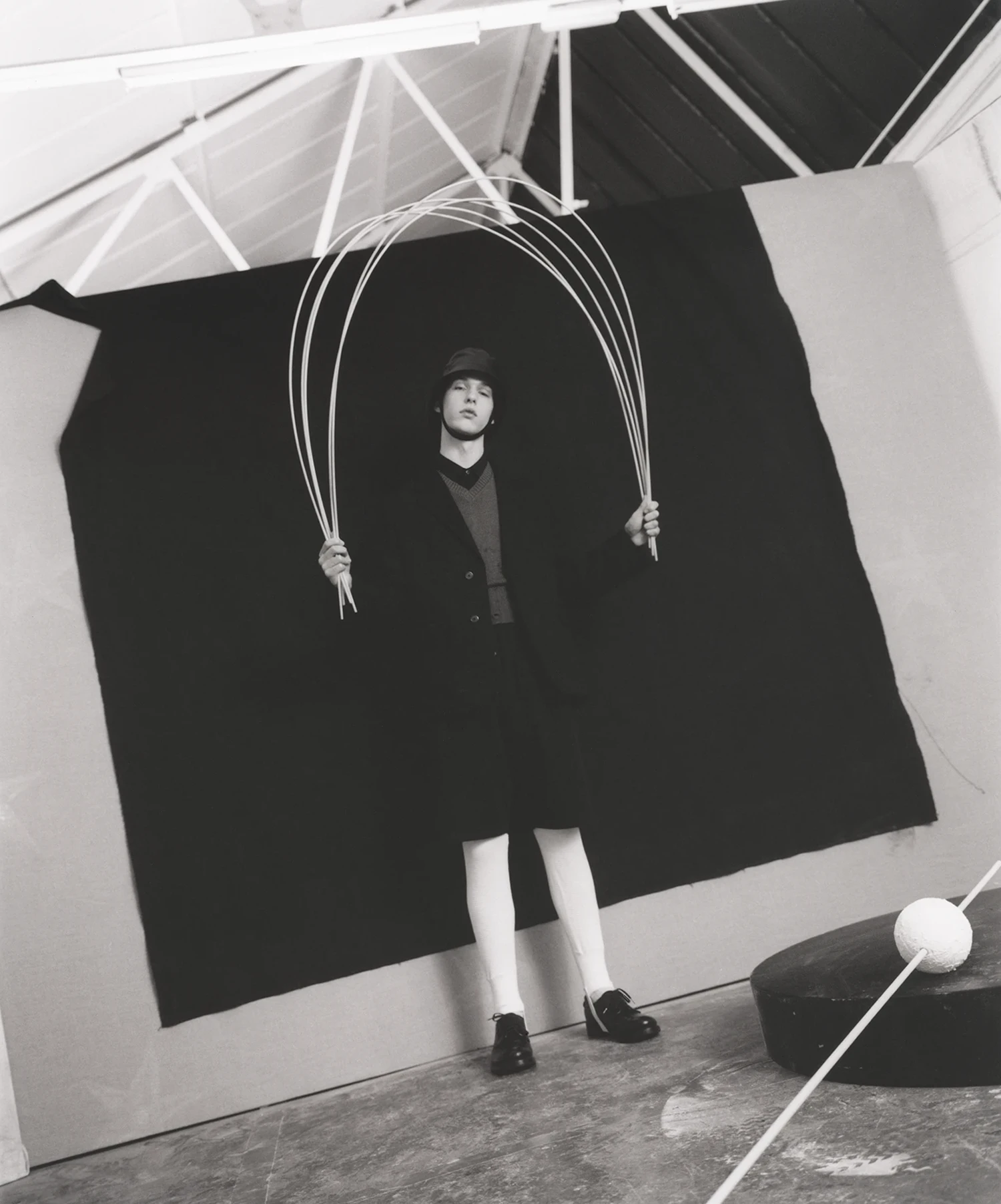 Blazer, shorts, shoes and hat Prada, vintage gilet @The Vintage Showroom Photography Jack Johnstone, styling Giulio Ventisei