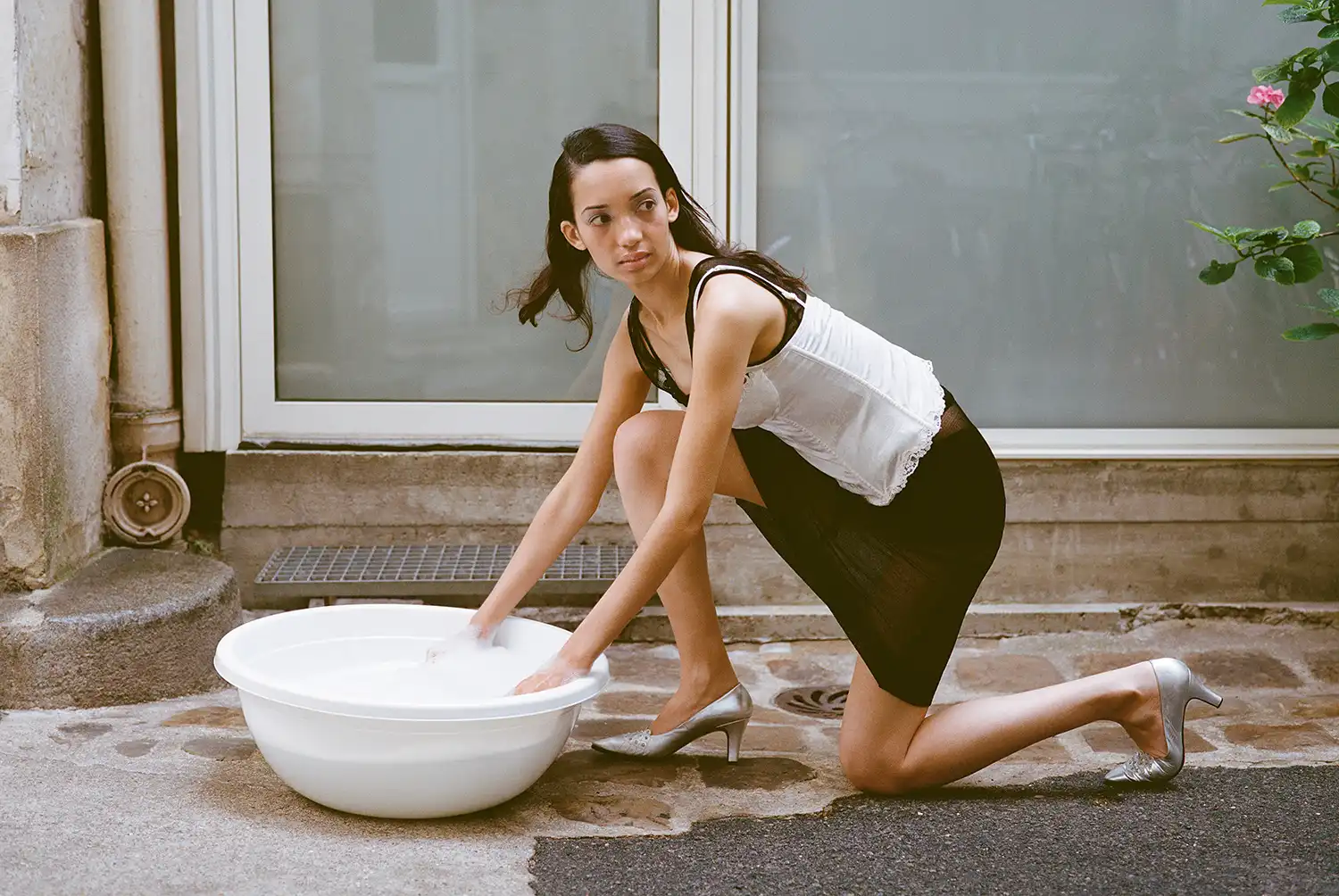 bra Chloé, dress Plein Sud all from Rita Intimaes, corset La Perla, vintage shoes talent's own; denim Levi's