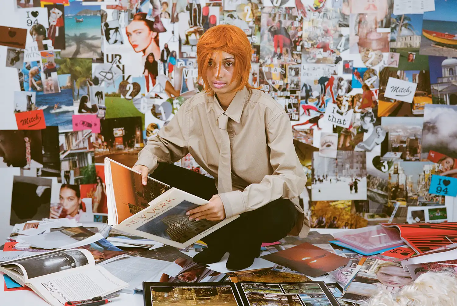 shirt and tie Paul Smith, glasses Miu Miu, vintage pants and shoes talent's own