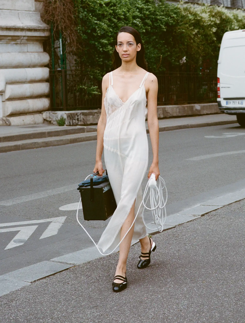 dress Gianni Varsace, bra Prada all from Rita Intimates, gloves Paul Smith, shoes Carel talent's own