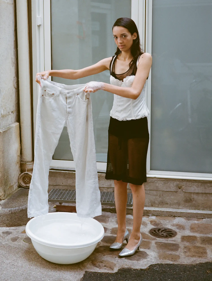 bra Chloé, dress Plein Sud all from Rita Intimaes, corset La Perla, vintage shoes talent's own; denim Levi's