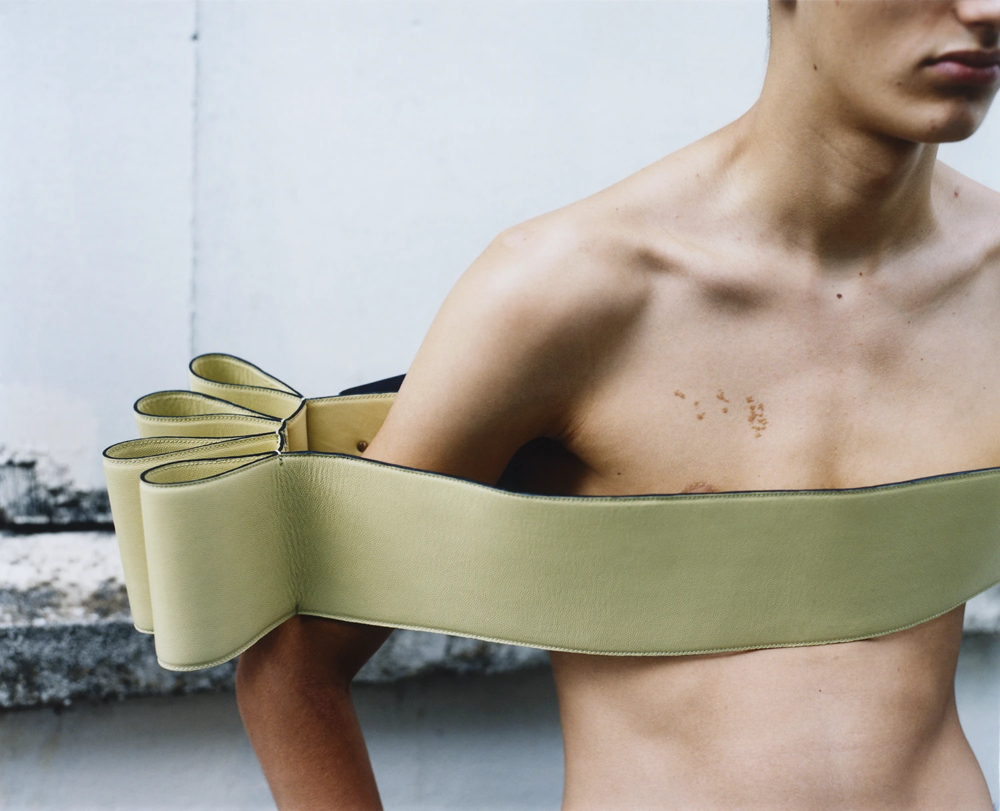 Belt worn as top Axel Sandager. Photography Naguel Rivero