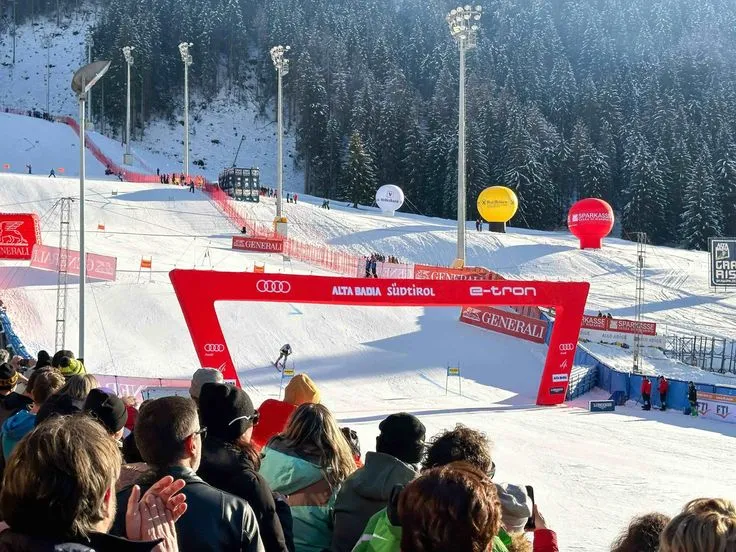 Arrived in snow-dusted Alta Badia, where the Dolomites look stunning during World Cup weekend