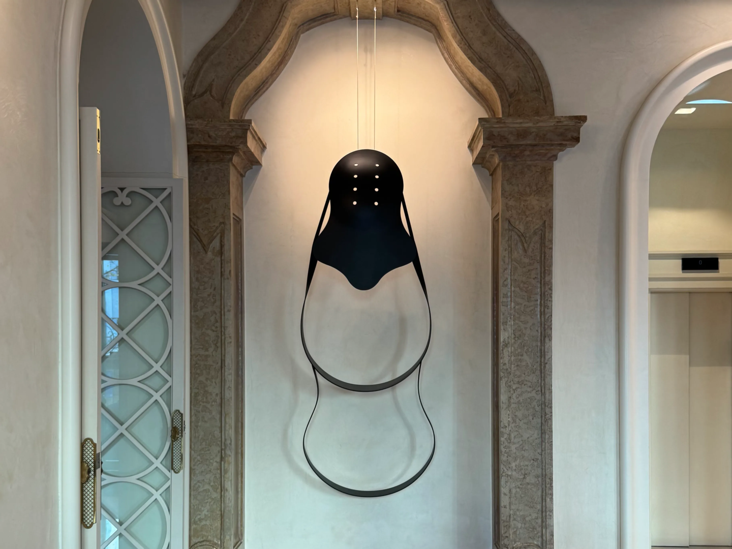 Iron sculptures by Rui Chafes in the lobby