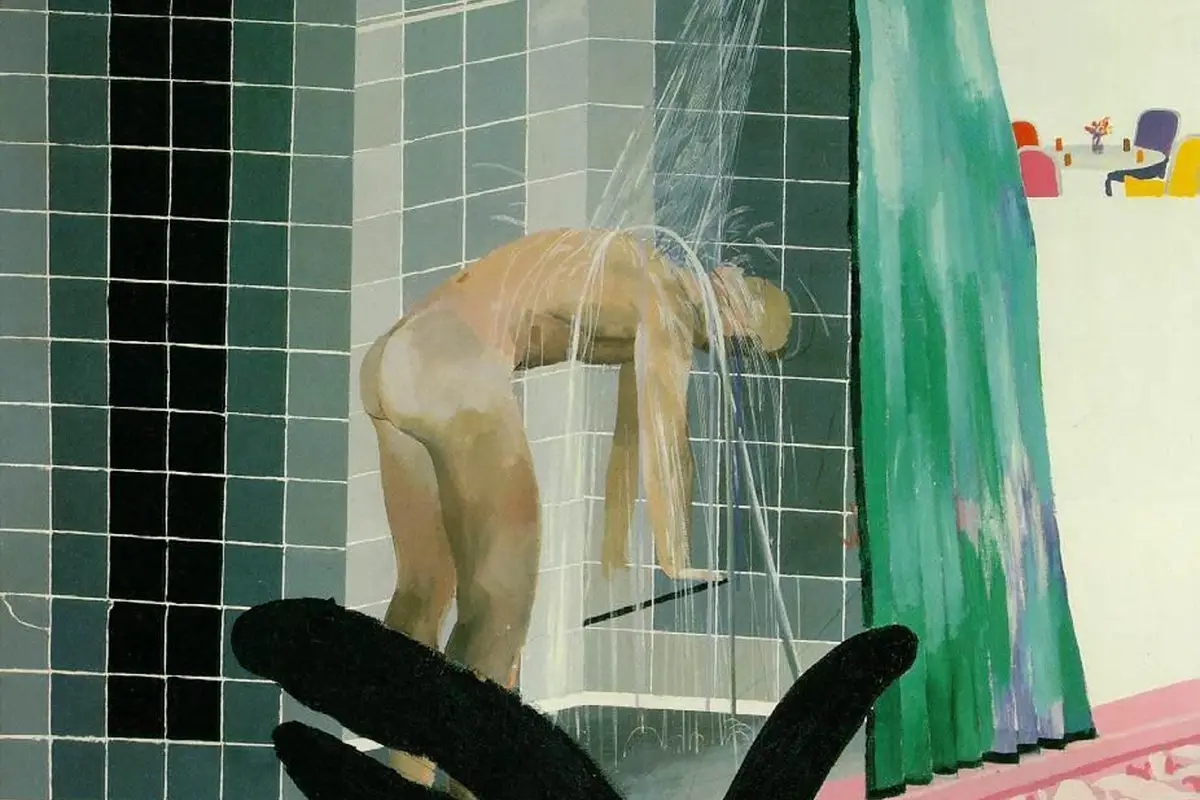 Man in Shower in Beverly Hills by British artist David Hockney