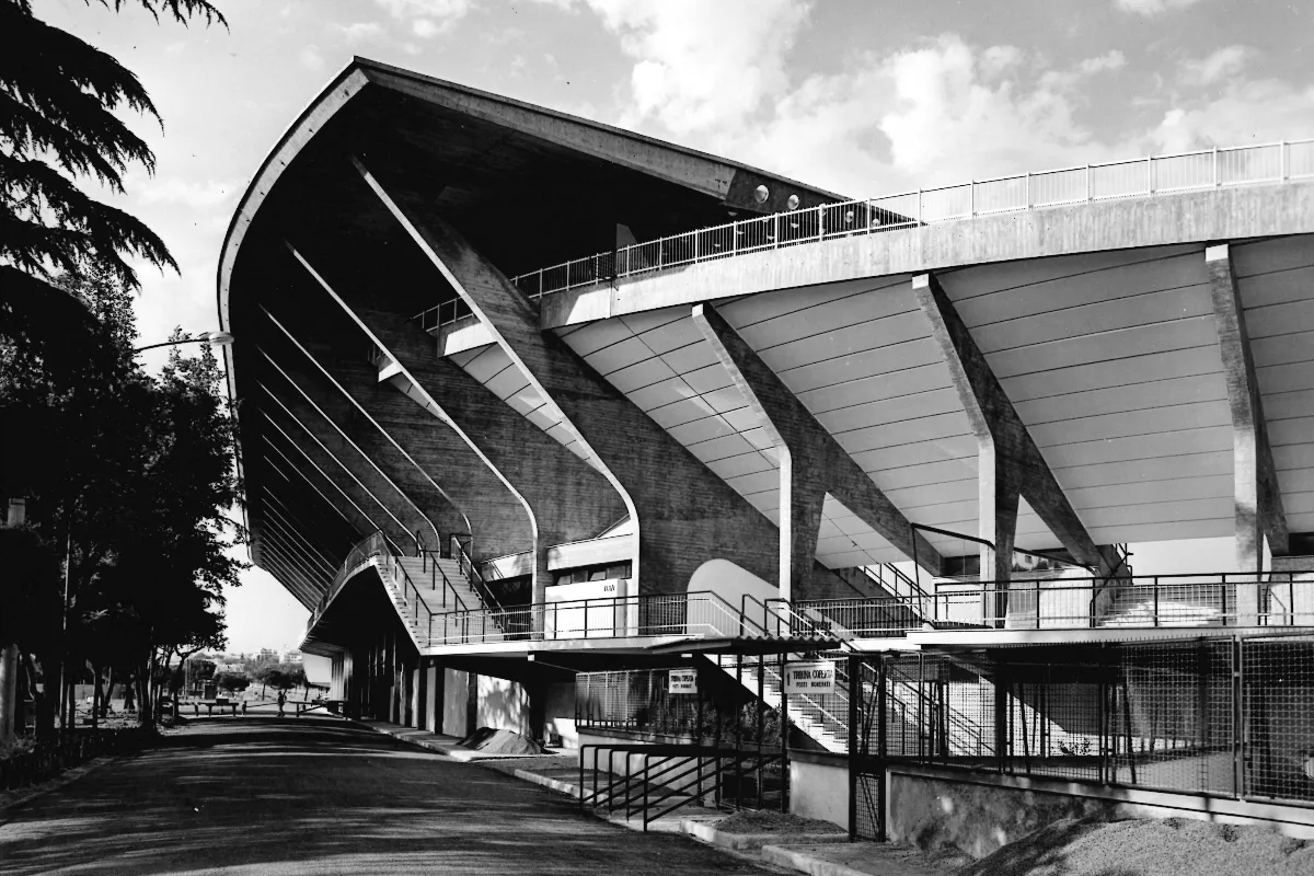 Stadio Flaminio, Roma, veduta esterna della pensilina, 1960. Courtesy PLN Project, Bruxelles