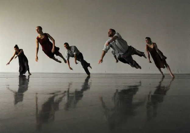 Dancers of Batsheva Dance Company in a moment from Mr. Gaga, exploring the work of Ohad Naharin