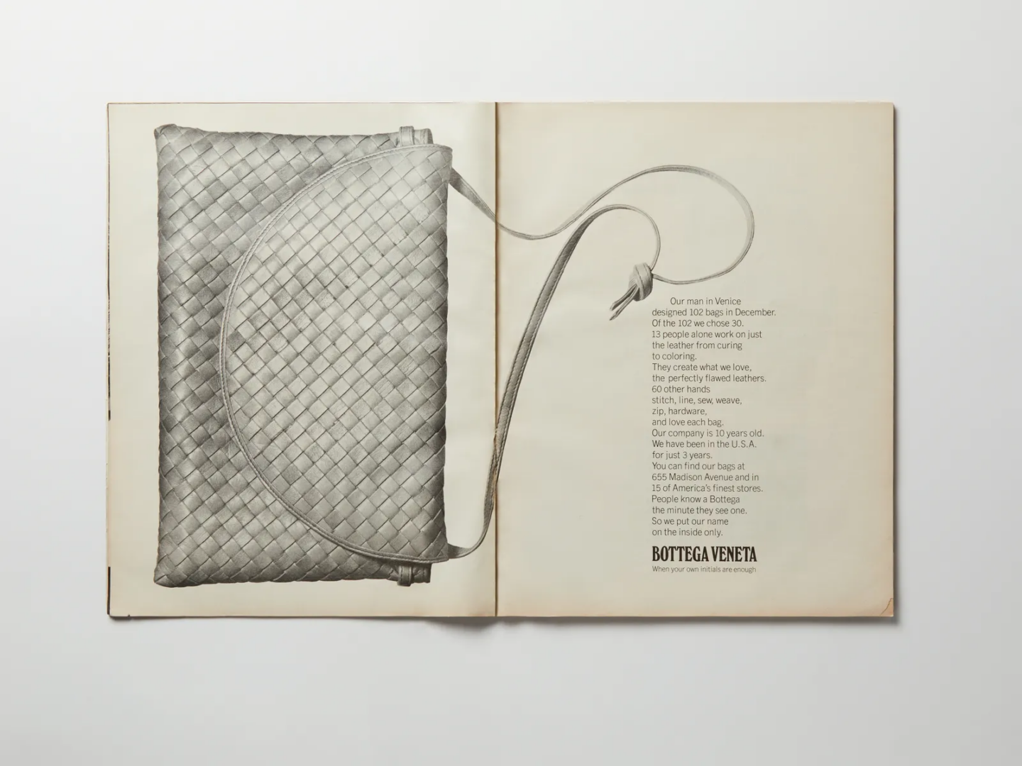 The first Bottega Veneta advertisement published in the March 1975 issue of Vogue. Photo courtesy of Bottega Veneta.